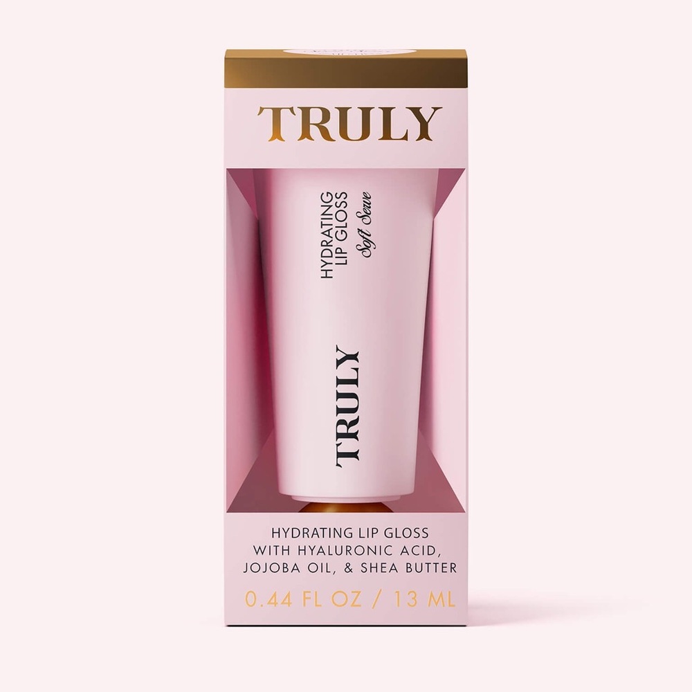New! TRULY Hydrating Lip Gloss in Soft Serve/ Rosy Pink Semi-Sheer